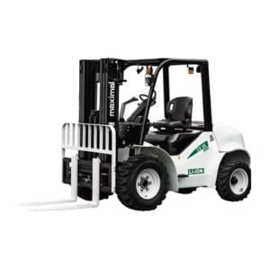 A Maximal industrial forklift featuring a robust design and front fork attachment for lifting heavy materials.